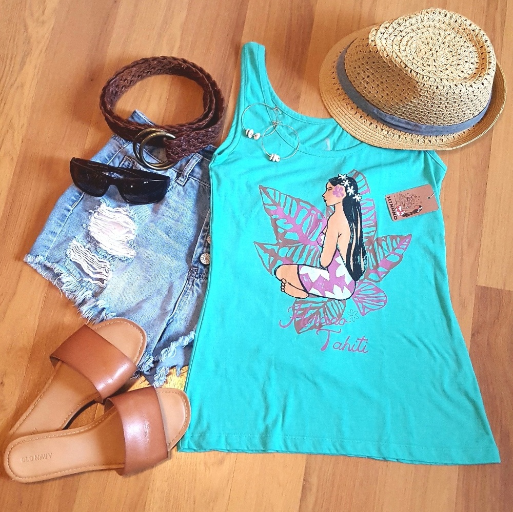 Hinano Women's Teal Tank Top, X-small